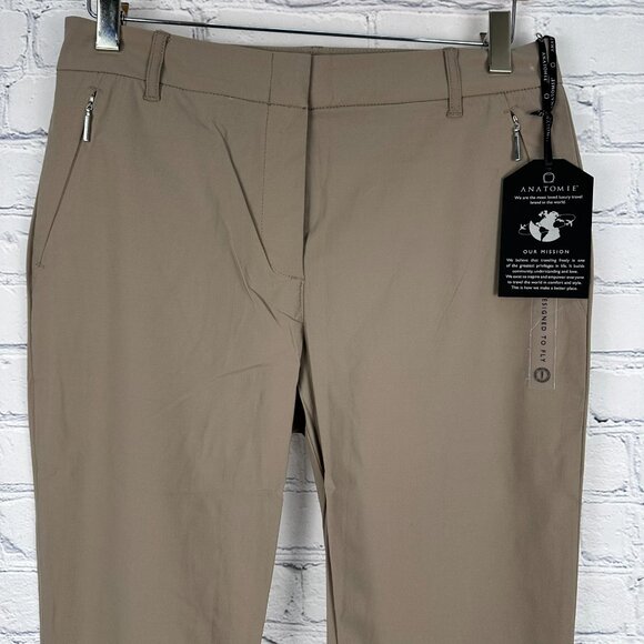 Anatomie Women's The Thea Regular Fit High Rise Straight Leg Luxury Pant, Khaki - Picture 5 of 16